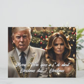 Trump en vrouw "Wie geeft een F*ck" Kerstmis Feestdagenkaart (Staand voorkant)