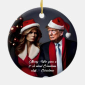 Trump en vrouw "Wie geeft een F*ck" Kerstmis Keramisch Ornament (Achterkant)