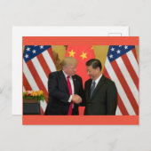 Trump en Xi Handshake Briefkaart (Voorkant / Achterkant)