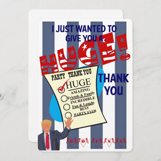 Trump ENORME Feestviering Bedankkaart (Voorkant / Achterkant)
