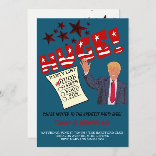 Trump ENORME Grootste Feest ooit Feest vieren Kaart (Voorkant / Achterkant)