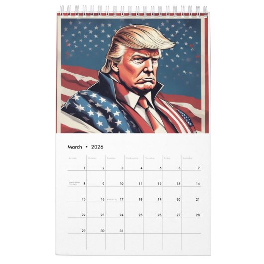 Trump Epic Amerikaanse vlag kalender (Mar 2026)