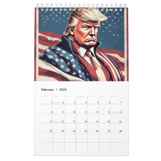 Trump Epic Amerikaanse vlag kalender (Feb 2026)