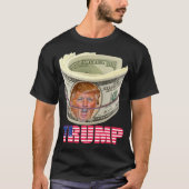 Trump Face on Money met Flag Design, ik sta met T-shirt (Voorkant)