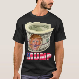 Trump Face on Money met Flag Design, ik sta met T-shirt