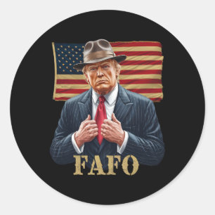 Trump Fafo F in de buurt Ontdek Amerikaanse vlag Ronde Sticker