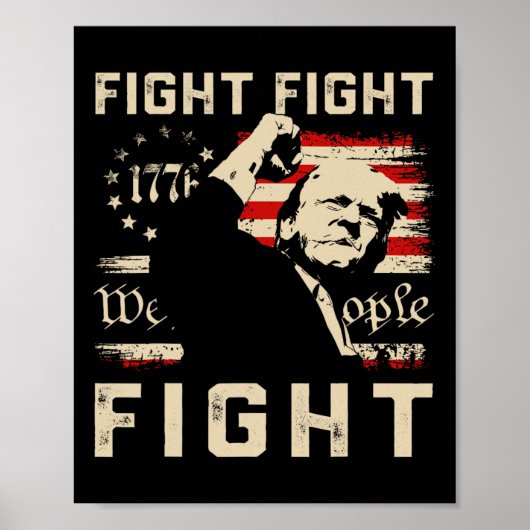 Trump Fight Fight 1776 Wij de mensen Vlag TR Poster (Voorkant)