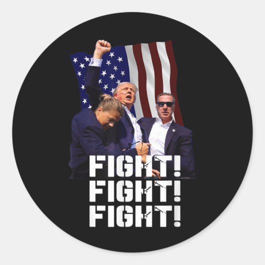 Trump Fight Fight Fight Ronde Sticker (Voorkant)