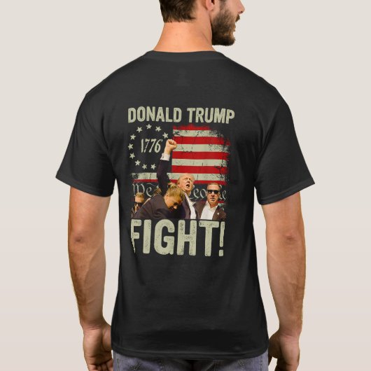 Trump Fight Fight (op rug) T-shirt (Achterkant)