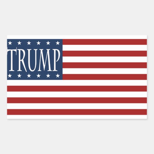 TRUMP FLAG GEAR, MAAK AMERIKA WEER GROOT. RECHTHOEKIGE STICKER (Voorkant)