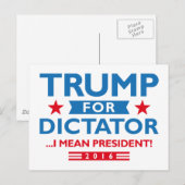 Trump for Dictator Briefkaart (Voorkant / Achterkant)