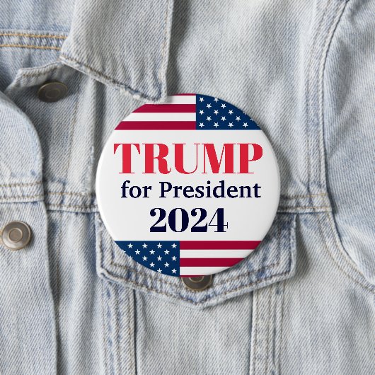 TRUMP for President 2024-American Flag Button (In situ)