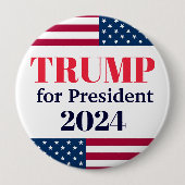 TRUMP for President 2024-American Flag Button (Voorkant)