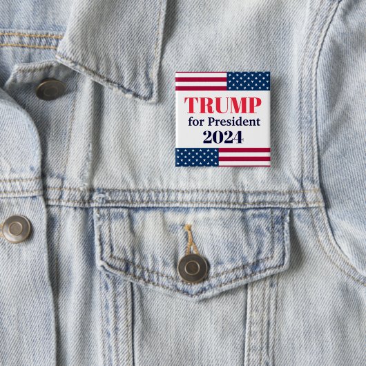 TRUMP for President 2024-American Flag Button (In situ)