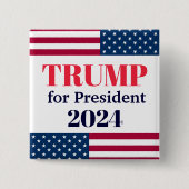 TRUMP for President 2024-American Flag Button (Voorkant)