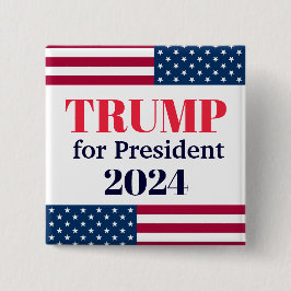 TRUMP for President 2024-American Flag Button