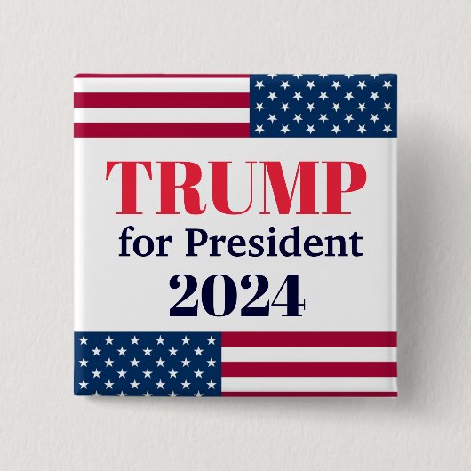 TRUMP for President 2024-American Flag Button (Voorkant)