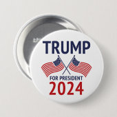 Trump for President 2024 Ronde Button 7,6 Cm (Voorkant /achterkant)