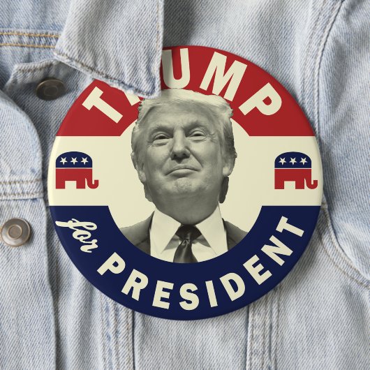Trump for President Button - Trump 2016 Button (In situ)