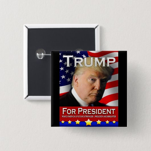 Trump for President Vierkante Button 5,1 Cm (Voorkant /achterkant)