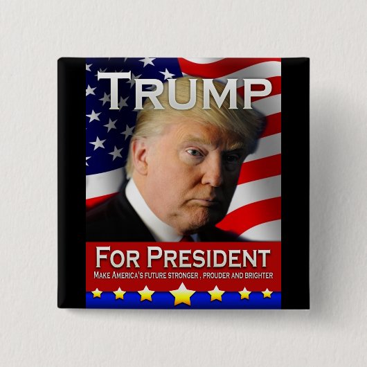 Trump for President Vierkante Button 5,1 Cm (Voorkant)