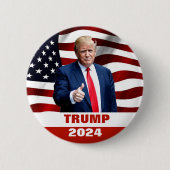Trump Foto 2024 President Verkiezing Button (Voorkant)