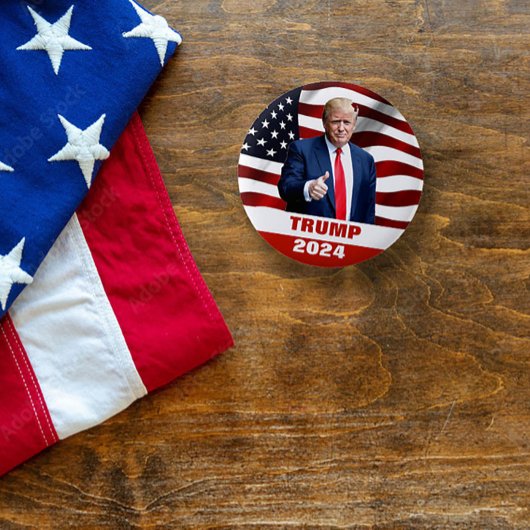Trump Foto 2024 President Verkiezing Button