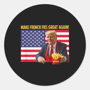 Trump Funny Make Fries Great Again Trump Mega 2024 Ronde Sticker