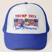 TRUMP Fur A'meowica! Schattigee Cat Trucker Hoed Trucker Pet (Voorkant)