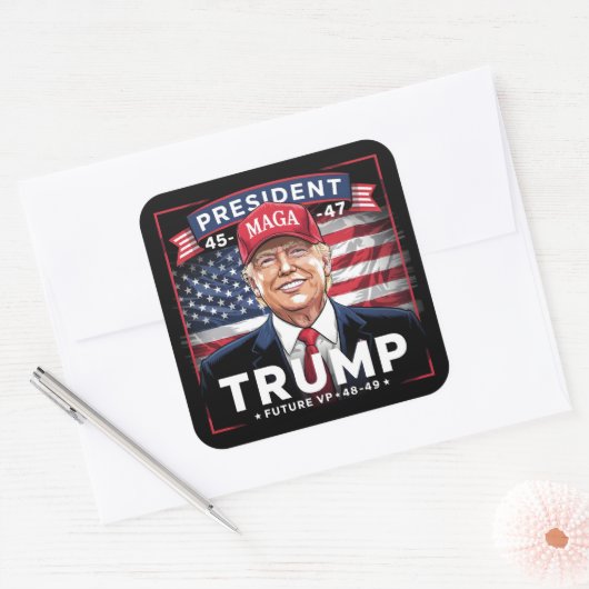 Trump Future VP 48-49 Vierkante Sticker (Envelop)