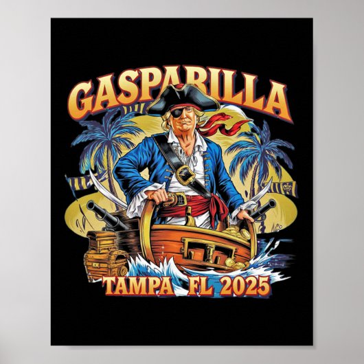 Trump Gasparilla Tampa FL 2025 Piratenfestival Poster (Voorkant)