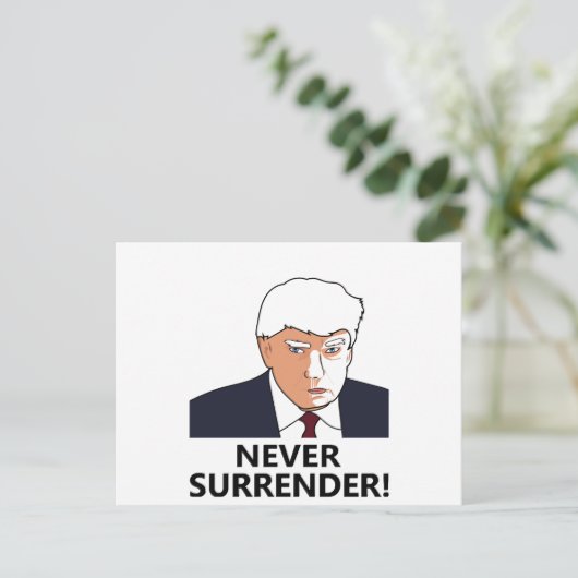 Trump geeft nooit Mok Briefkaart (Staand voorkant)