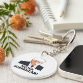 Trump geeft nooit Mok Sleutelhanger (Voorkant Rechts)