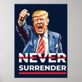 Trump geeft zich nooit over poster (Voorkant)