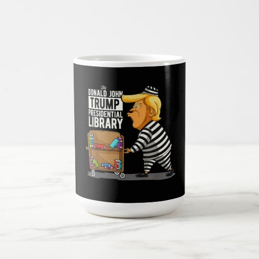 Trump gevangenis presidentiële bibliotheek koffiemok (Center)