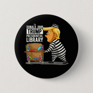 Trump gevangenis presidentiële bibliotheek ronde button 5,7 cm