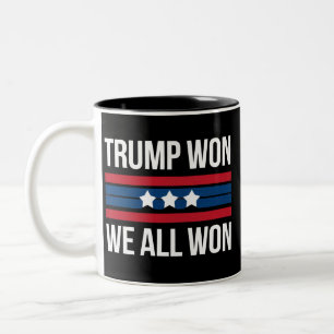 Trump Gewonnen We Hebben Allen Gewonnen 2024 USA V Tweekleurige Koffiemok