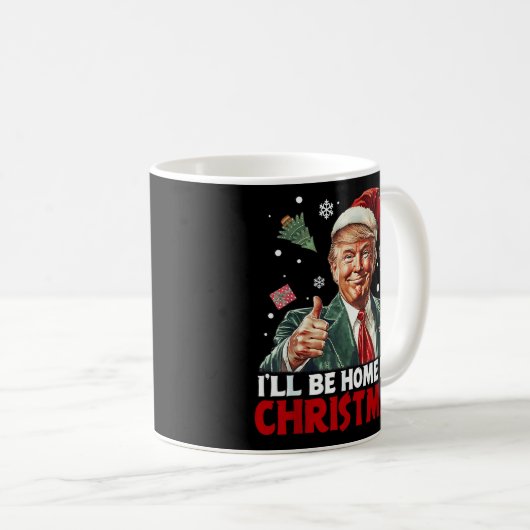 Trump Gift Wrap | Ik zal thuis zijn voor Kerstmis Koffiemok (Voorkant rechts)