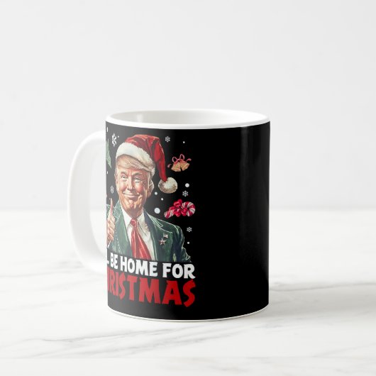 Trump Gift Wrap | Ik zal thuis zijn voor Kerstmis Koffiemok (Voorkant links)