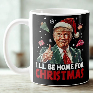Trump Gift Wrap Ik zal thuis zijn voor Kerstmis Koffiemok