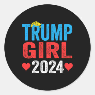 Trump Girl 2024 Schattigee Trump Flag Vrouwen Meis Ronde Sticker
