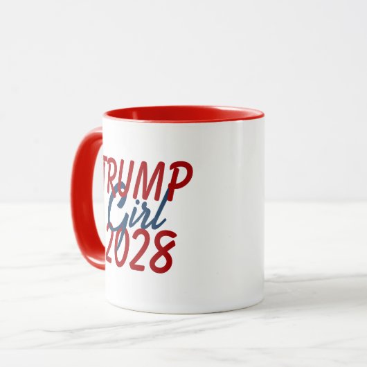 Trump Girl 2028 met vlaggenschoen Mok (Voorkant links)