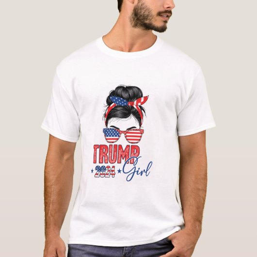 Trump Girl Funny Messy Bun T-shirt (Voorkant)