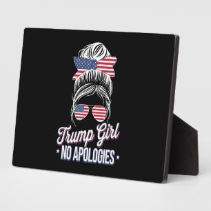 Trump Girl Geen Excuses Messy Bun Retro Vintage Fotoplaat