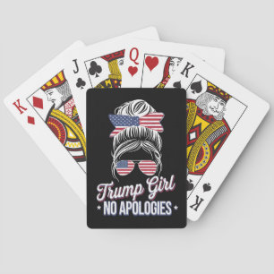 Trump Girl Geen Excuses Messy Bun Retro Vintage Pokerkaarten