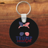 Trump Girl Geen excuses Messy Bun Trump 2024 Ameri Sleutelhanger (Voorkant)