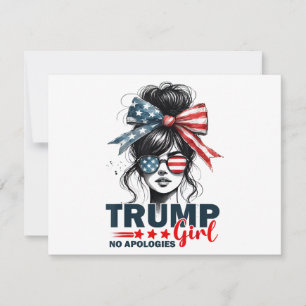 Trump Girl Geen excuses Messy Bun Zonnebril Trump Feestdagenkaart