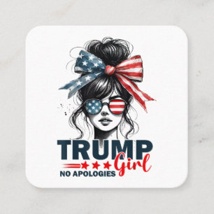 Trump Girl Geen excuses Messy Bun Zonnebril Trump Vierkante Visitekaartje