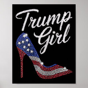 Trump Girl High Heel Amerikaanse vlag Bling Patrio Poster