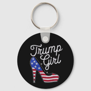 Trump Girl High Heel Amerikaanse Vlag Bling Patrio Sleutelhanger